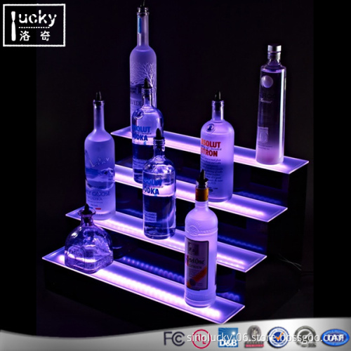 4 Tier LED Wine Bottle Display Shelf,Acrylic LED Plinth for Wines